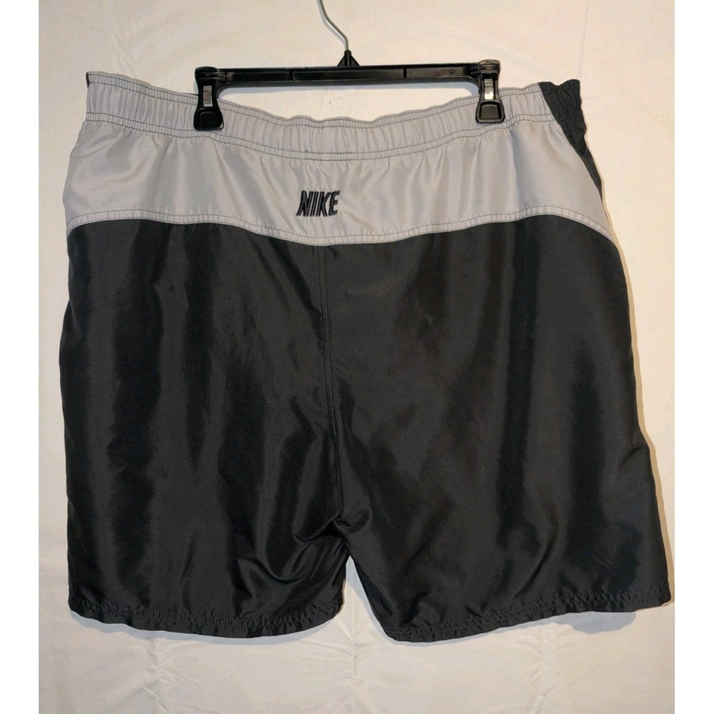 Vtg Y2K Nike Shorts Mens XL Gray Mesh Lined Swim Trunks 7" Silver Tag
